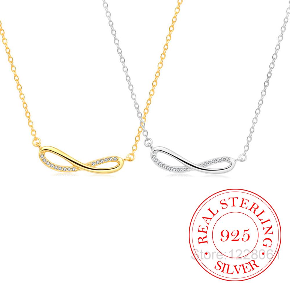 925 Sterling Silver Crystal Infinitely Circulating Bowknot Necklace Pendant For Women Wedding Party Jewelry Gift Collar