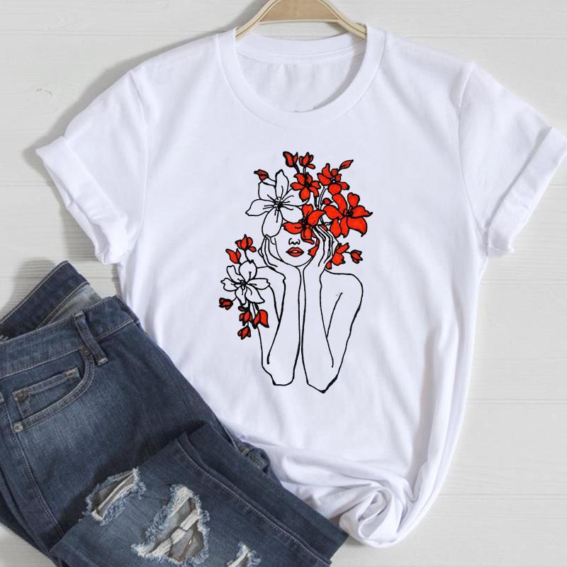 2026 Women Lady Clothing Floral Women Print European and American Short-sleeved T-shirt Women Clothing  Tops  Oversized TShirt