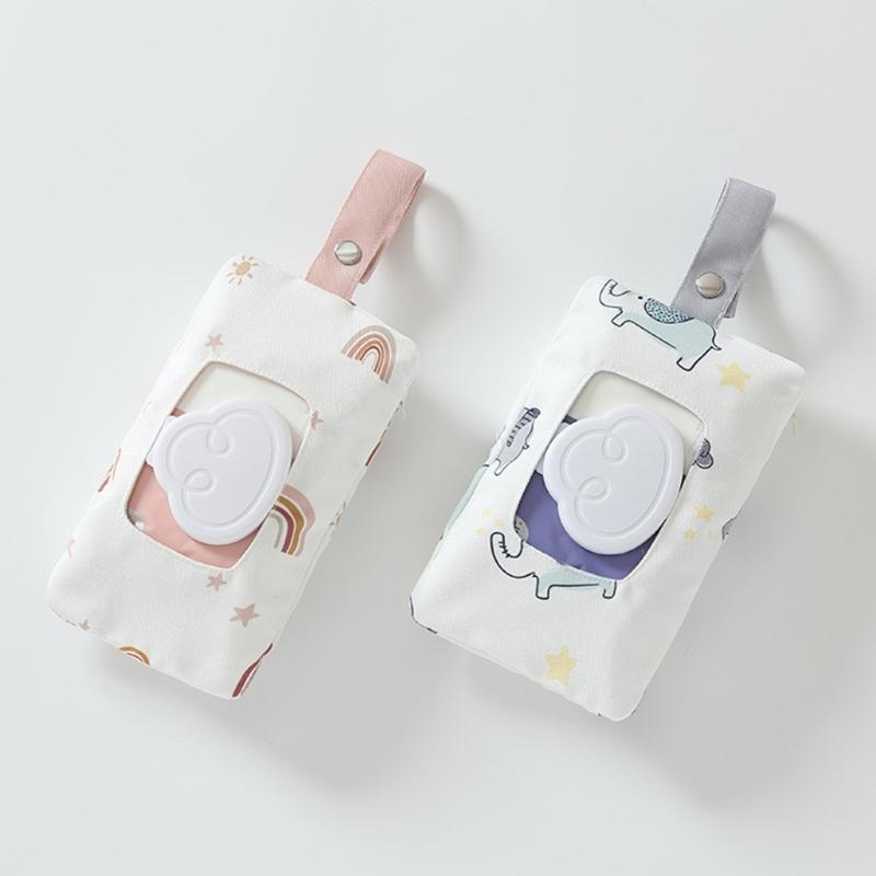Baumwoll-Feuchttuchhalter Wiederverwendbarer Reise-Feuchttuchbehälter Tragbarer Feuchttuchspender Nachfüllbare Feuchttuchtasche mit Aufhängeschlaufe