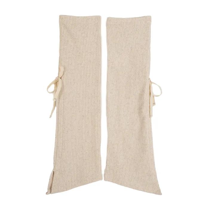 Ribbon Slit Wool Ribbed Leg Warmers_Ivory