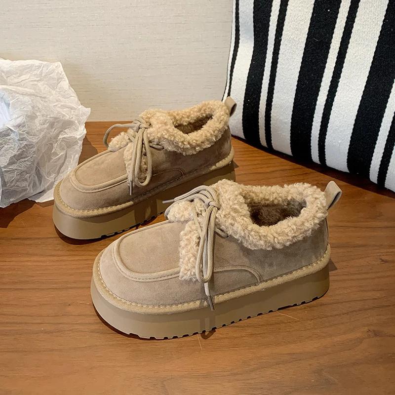 Short Snow Boots Women's New Winter Front Lace-up Ankle Boots Shoes Non-slip Warm Cotton Footwear for Women High-top Sneakers