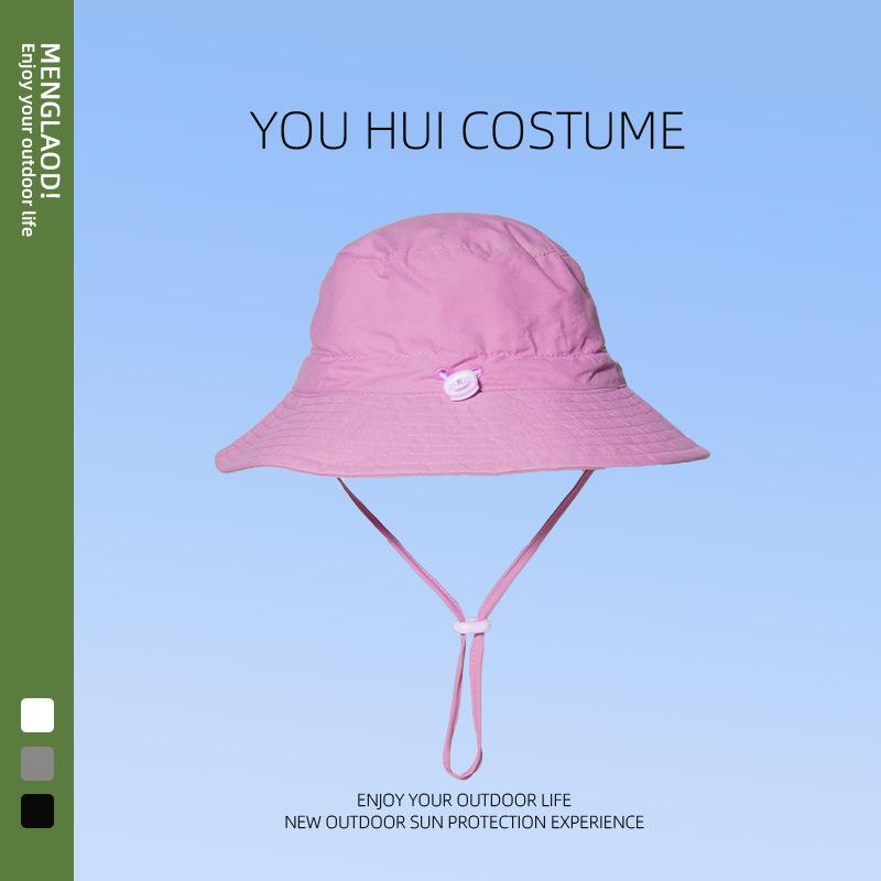 Barn enfärgad bucket hat sommar stor brätte UV-skydd solhatt söt baby mode mångsidig strandhatt