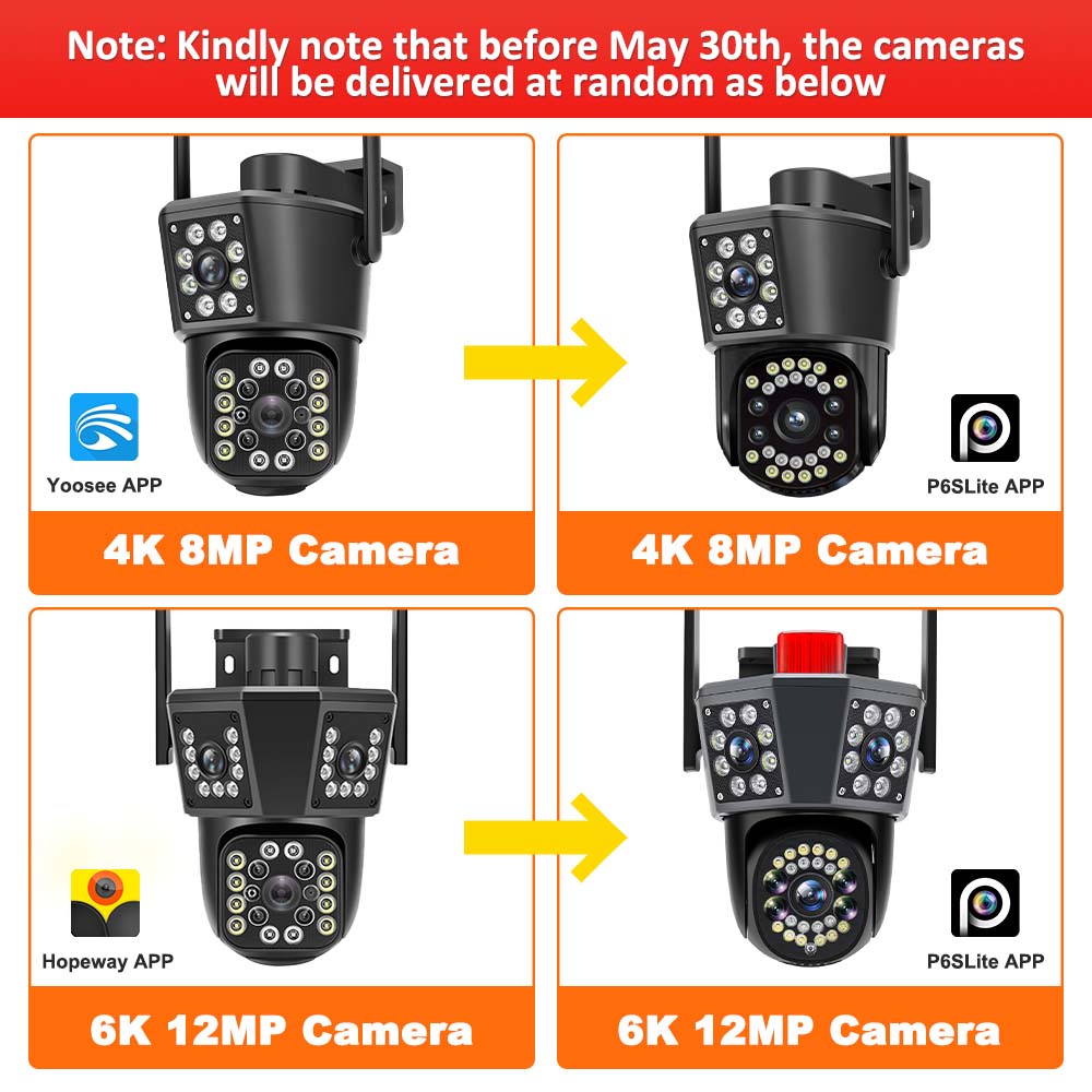 6K 12MP 8X Zoom WiFi Outdoor Camera with Three-Lens AI PTZ Motion Tracking 4K Video Waterproof Security Surveillance