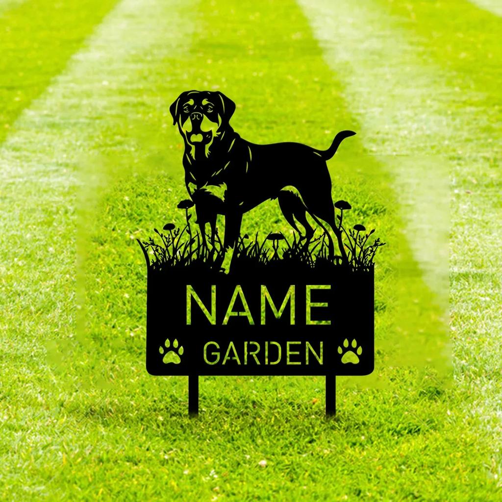 Personalized Rottweiler Dog Memorial Garden Stake Metal Pet Grave Marker Sympathy Gift