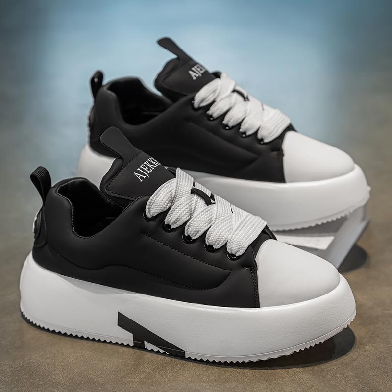 

2025 new casual shoes round head lace-up home out platform dad shoes personalized solid color white shoes board shoes men 44