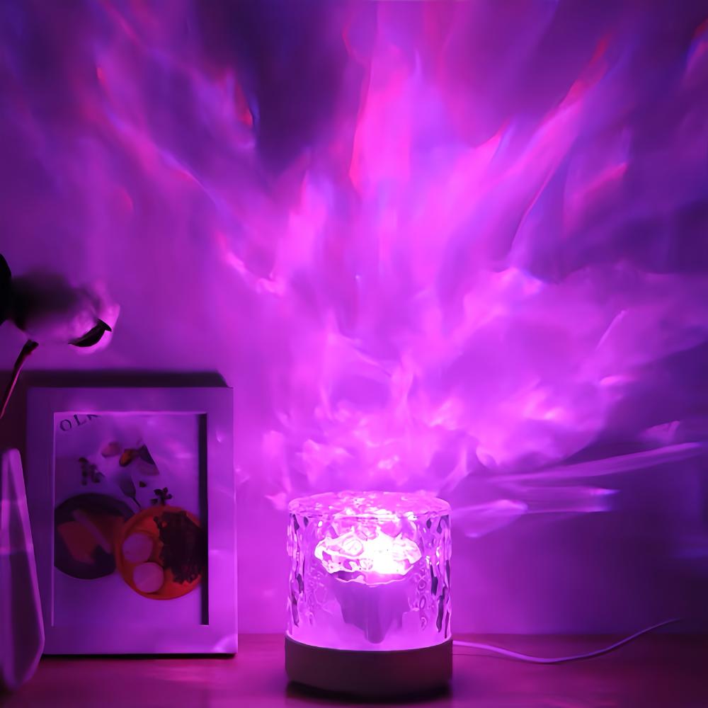 Water Ripples Lights Lamp Ocean Water Projector Light Luminorthe lumena Lights Bedroom Decor 16 Colors Rotating Flame Nightlight