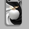 Golden Leaves White For Apples Pattern Tempered Glass Phone Case For iPhone 18 17 16 15 14 13 12 11 Pro Max 16 Plus 17 Air Cover