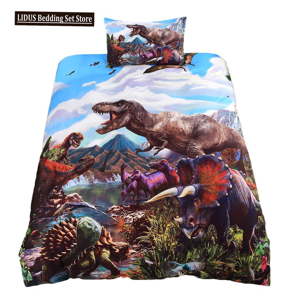 3D Dinosaur Duvet Cover Set Queen Size For Boys Dinosaur Bedding Set T-Rex Dinosaur Comforter Cover Bed Set Home Decor For Teens