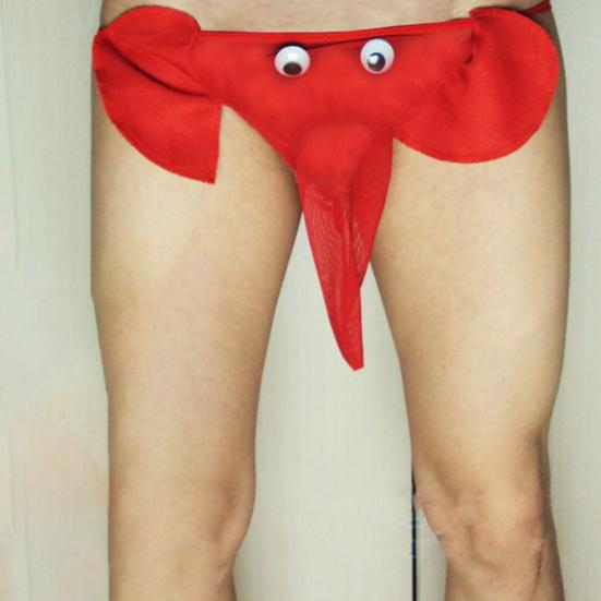 Men Elephant Thong Breathable Funny Bulge Pouch Elastic Moisture Wicking Pornographic Soft Long Elephant Nose Men G String for Inside Wear