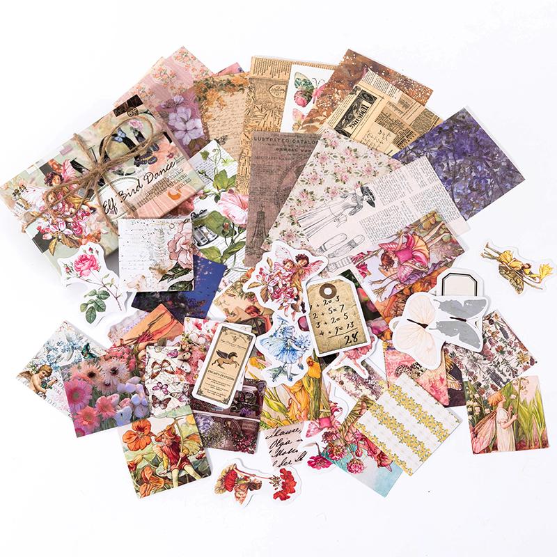 Journamm 60pcs/boxed Vintage Boxed Stickers for Scrapbooking Junk Journal School Supplies Creative Stationery DIY Deco Stickers