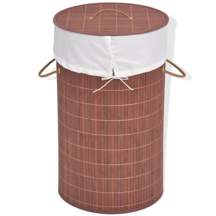 VidaXL Round Laundry Basket Bamboo Brown