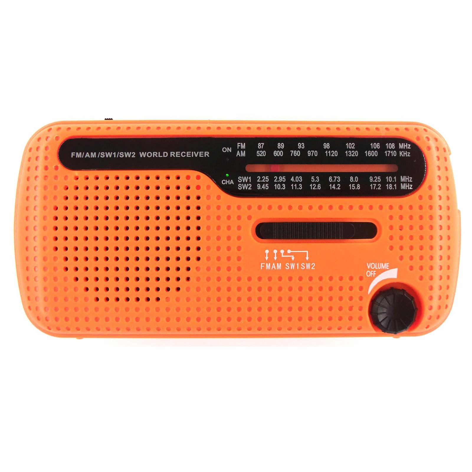 

1200mAh Multifunctional Radio Hand Crank Solar Powered FM AM SW1 SW2 Weather Radio Emergency LED Flashlight Torch 1 помаранчевий