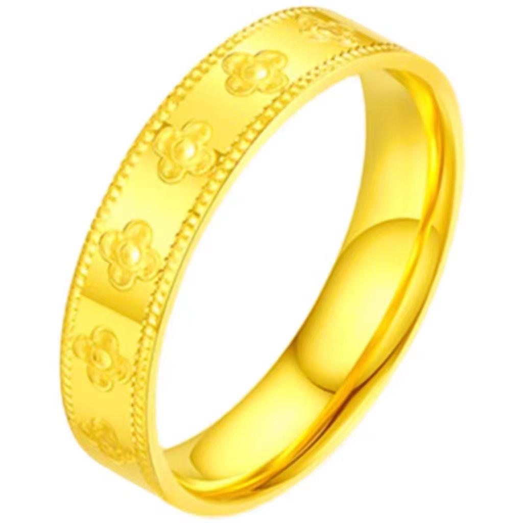 Vietnamese Gold-Plated Four-Leaf Clover Ring for Girlfriend - Student Jewelry