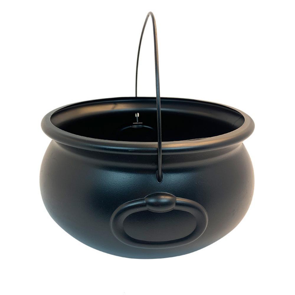 Black Halloween Cauldron Plastic Treat Container Witch Cauldron Bucket Halloween Party Halloween Cauldron