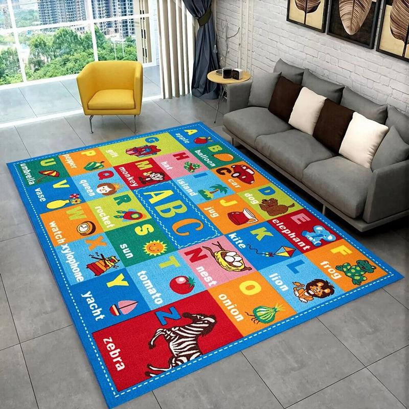 ABC Cartoon Alphabet Kids Bedroom Carpet for Home Living Room Decor Hallway Non-slip Floor Mat Hotel Sofa Coffee Table Area Rugs