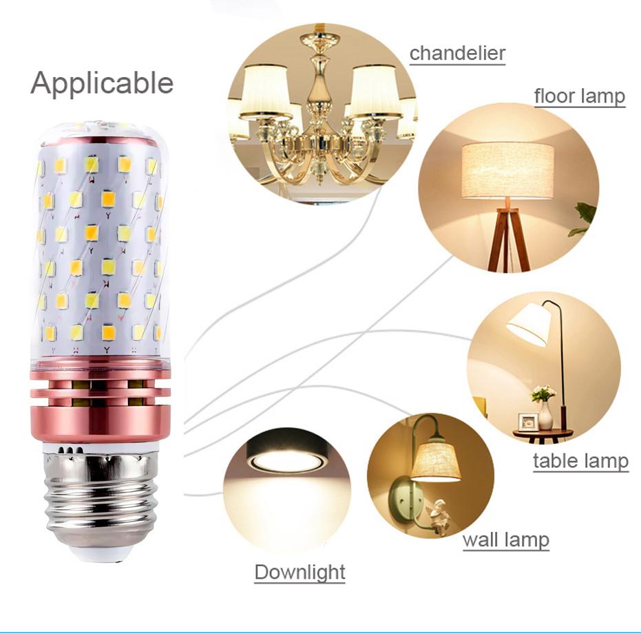 Energy Efficient E27 LED Corn Bulb 220V 12W 16W, No Flicker SMD2835, for Home Lighting Indoor Decor Bright Bulb Replace 100W Halogen, Warm/Cool White