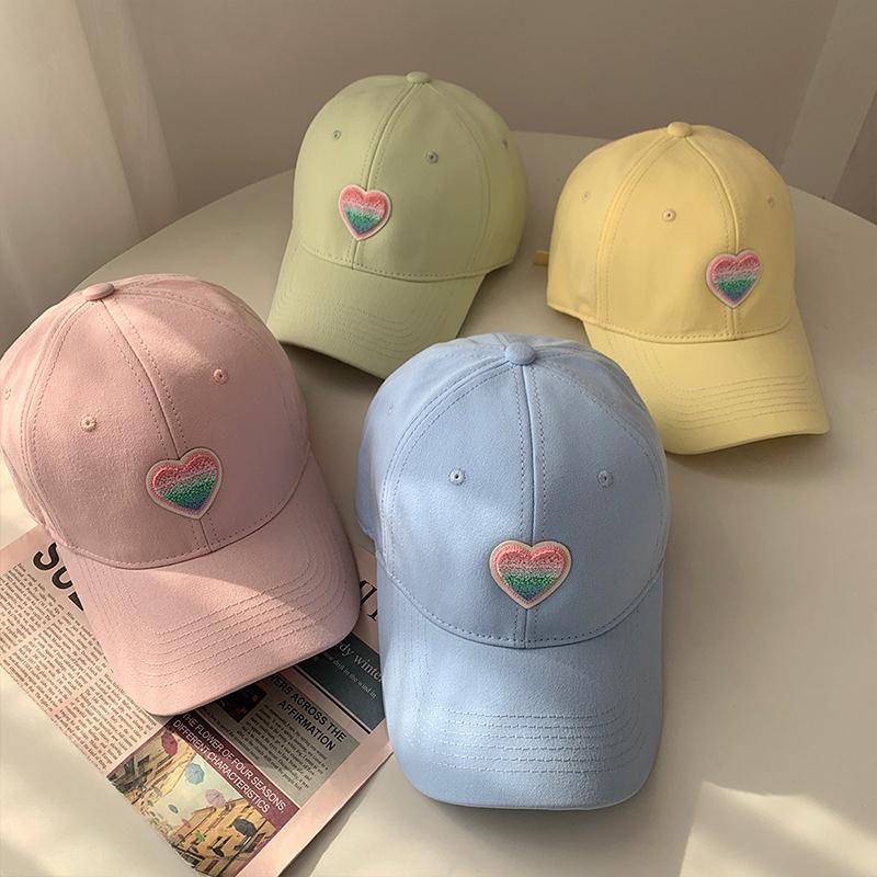 RICYGVM Korean Love Baseball Cap For Women Sunshade Duck Tongue Caps Cotton Solid Color Peaked Hat Girl Outdoor Visors