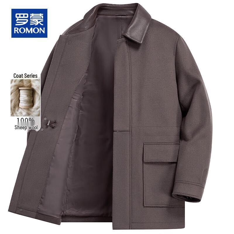 ROMON Men s 100% Wool Casual Mid-length Coat XL
