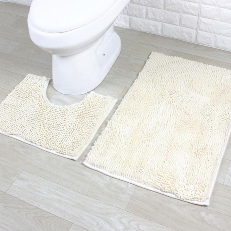 Bathroom Rugs Chenilles Bath Mats Set of 2 Nonslip Bath Mats Super Absorbent UShaped Carpets Decoration Machine Wash