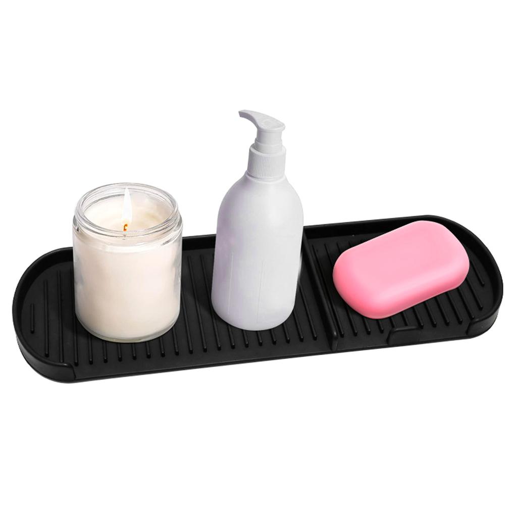 Counter Silicone Drainage Tray Food Grade Skid Resistance Frosted Bottom Silicone Dish Drying Mat for Bathroom