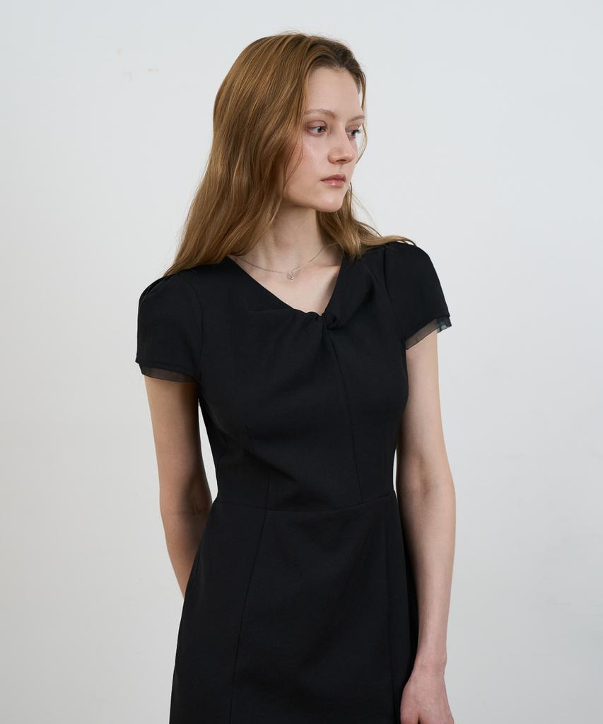 DEHEVE Twist Layered Long Dress [Black]