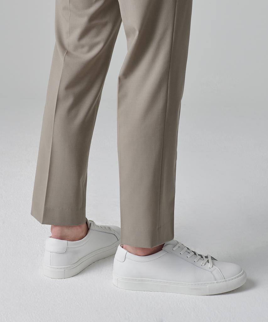 MUSINSA STANDARD Summer Wool Relaxed Tapered Hidden Banding Crop Slacks [Light Beige]