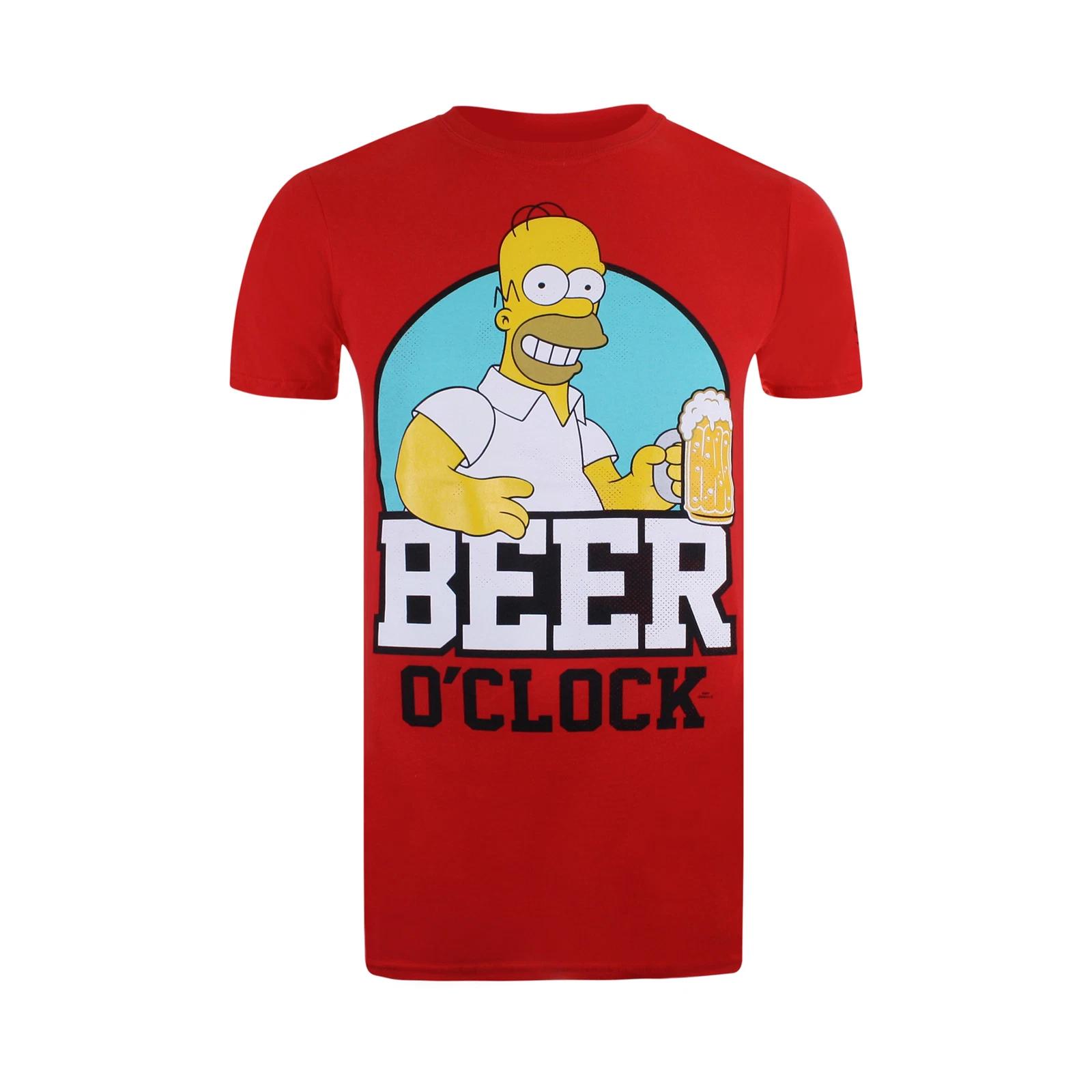 The Simpsons Red  Beer O Clock  Crewneck T-Shirt XL