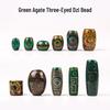 Tibetan Three-Eyed Dark Green Agate Dzi Pendant Necklace