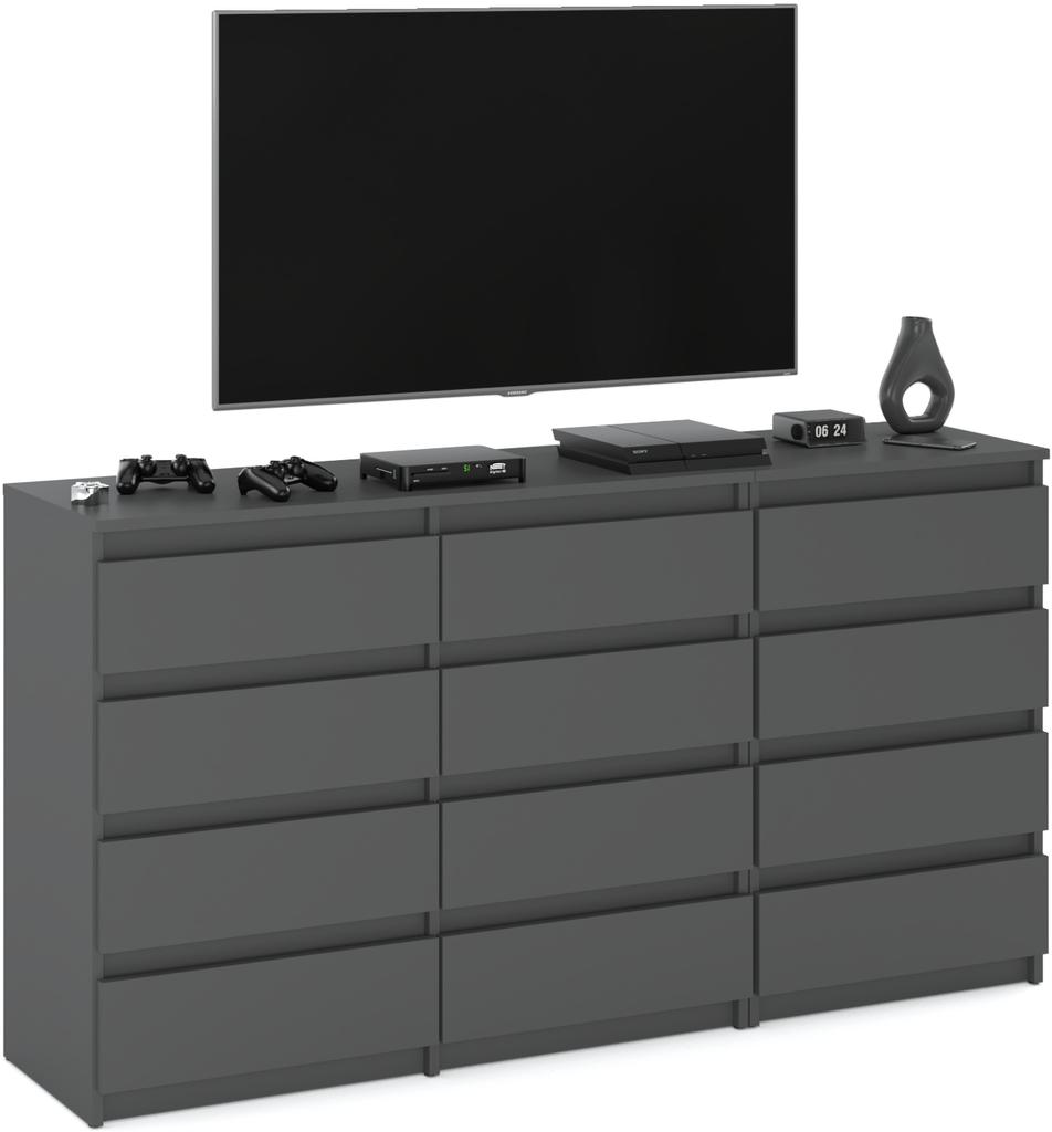 Chest of Drawers 12 Drawers Cabinet “HIT” 84 Matte Gray/Matte Gray