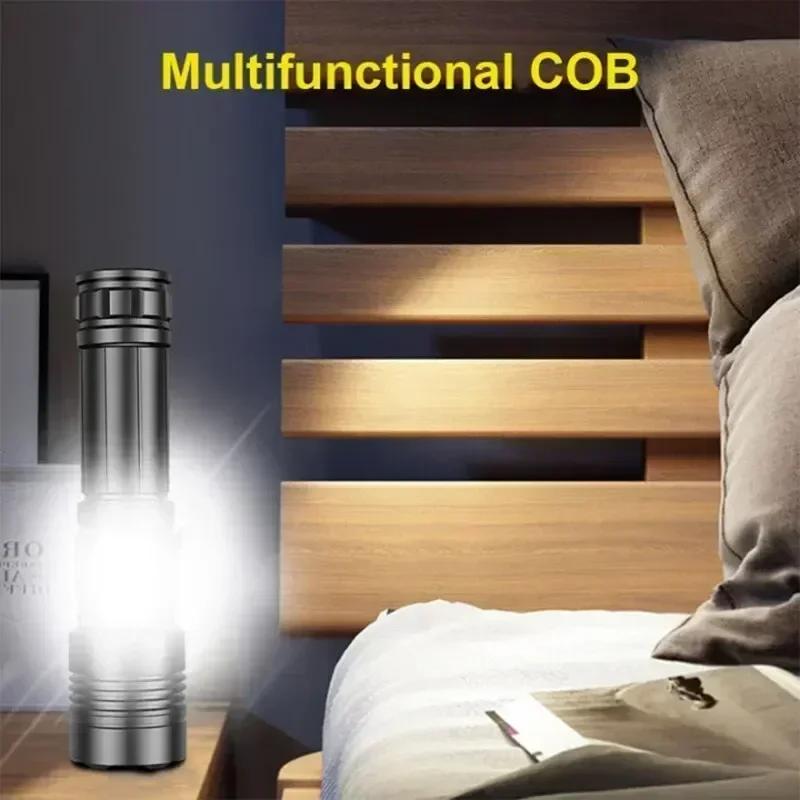High Brightness XHP70 Powerful Led Flashlight Power Bank Torch Light USB Rechargeable Camping Tactical Flashlight with COB Lamp