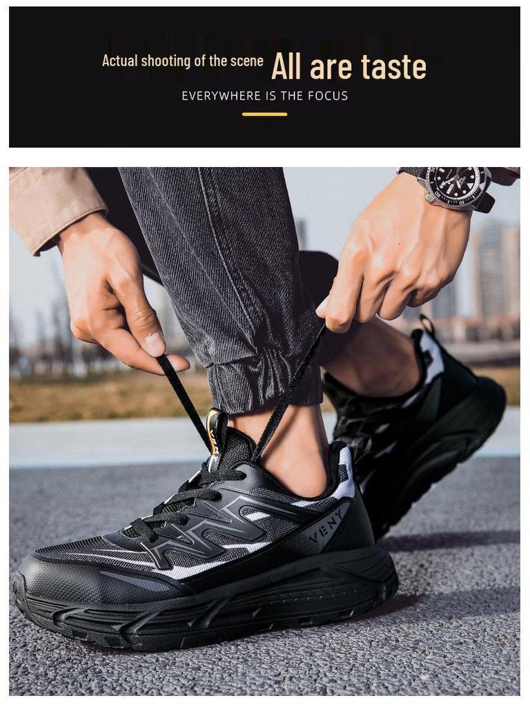 Men's Lightweight Steel Toe Safety Work Shoes - Breathable, Anti-Smash, Anti-Slip Labor Protection Footwear