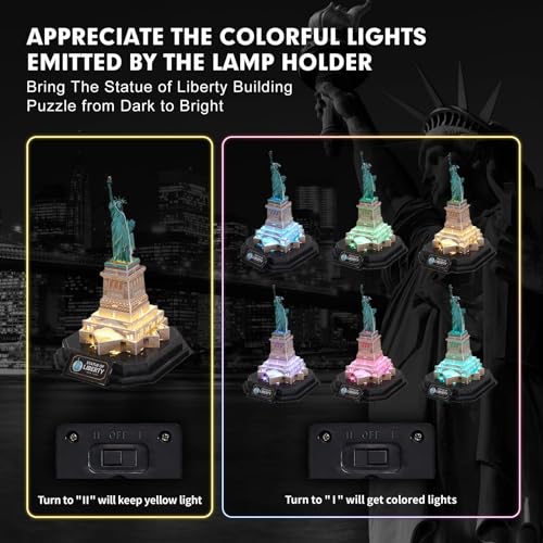 Cubic Fan Statue of Liberty with LED, L5356h, Craft Kit, 3D Puzzle, Model Building Kit, Elementary School Student