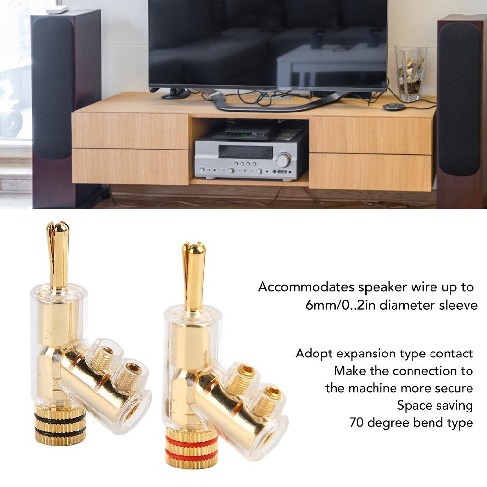 1 Pair Gold Plated Speaker Wire Connectors Solderless Speaker Plugs  Amplifier Systems