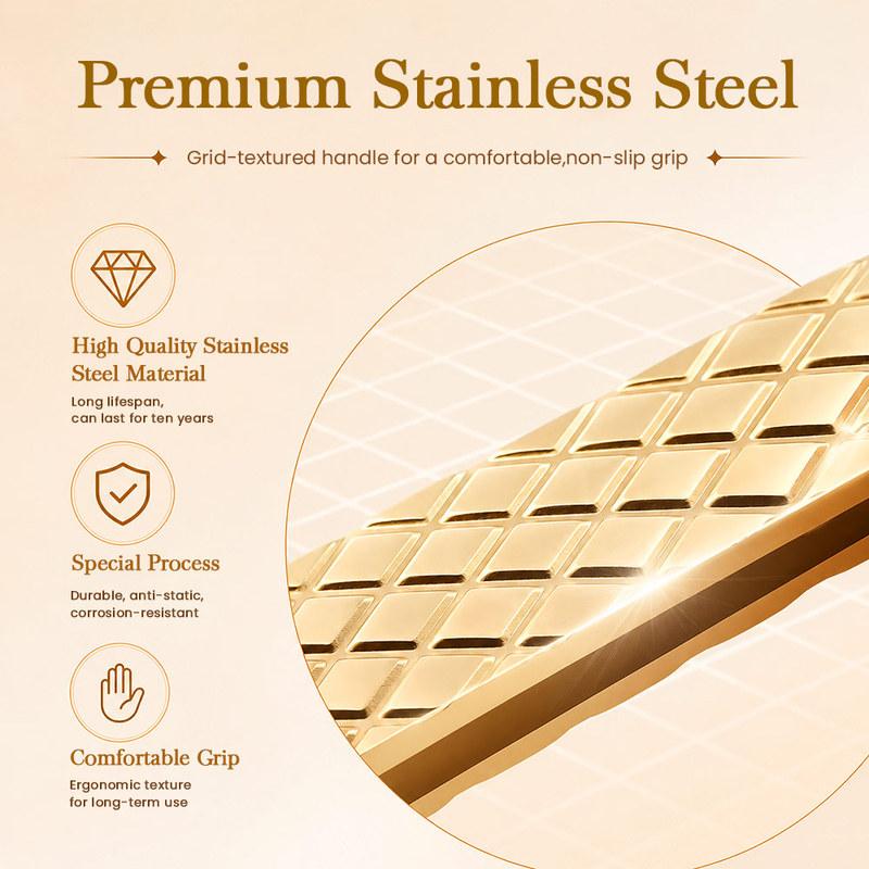 MASSCAKU Eyelash Extension Tweezers Fiber Tip Gold Stainless Steel Lash Pickup Tool for Volume Fans Classic Lash Isolation