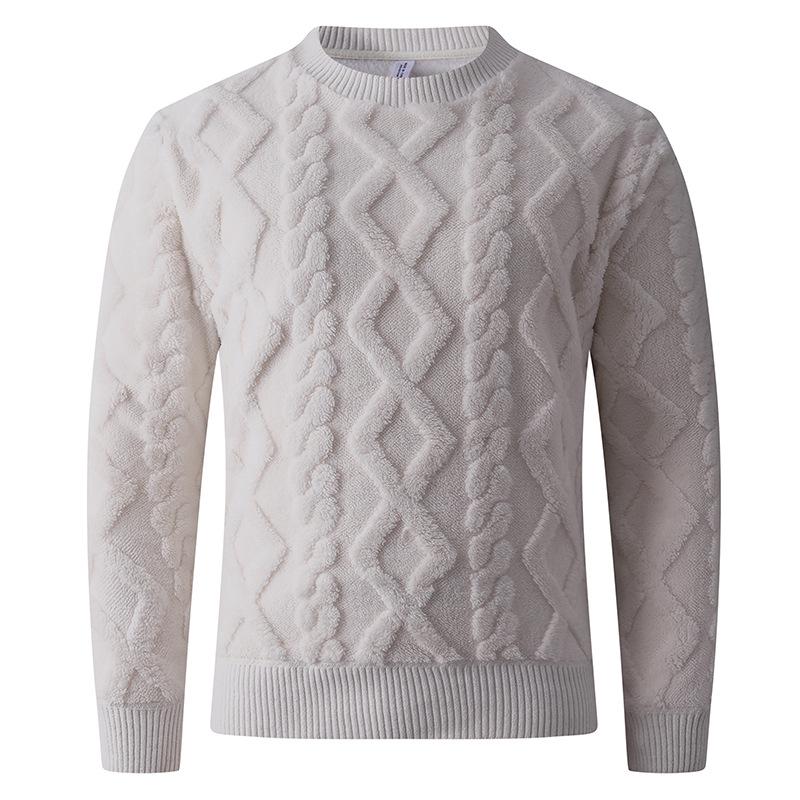 

Men s Cable Knit Anti-pilling Round Neck Pullover Sweater - Autumn/Winter Collection L білий/слонова кістка