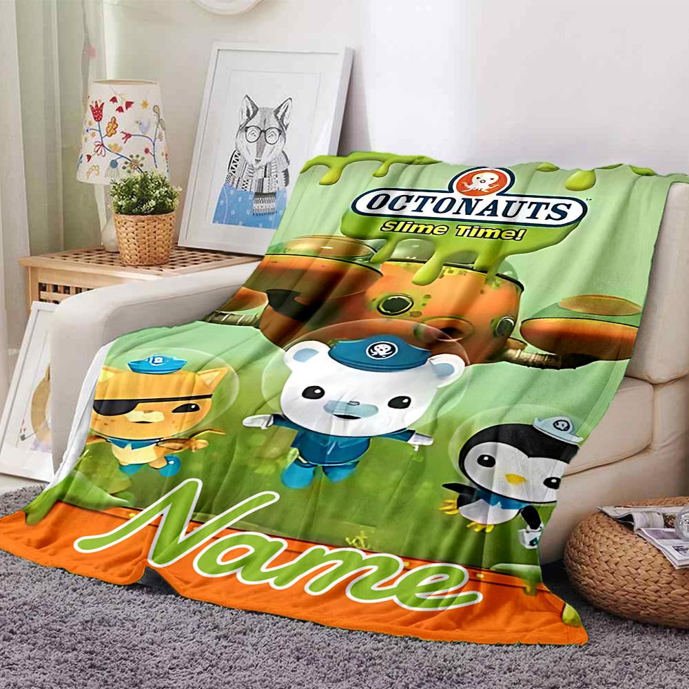 Custom Name Octonauts Adventure Log Flannel Blanket For Super Soft Cute Comfort Blanket For Travel Bedding Couch Sofa Blanket