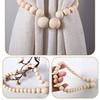 Magnetic Curtain Holdback, Wooden Beaded Drapes Tieback for Neat Window Styling in Bedroom, Study, or Living Room