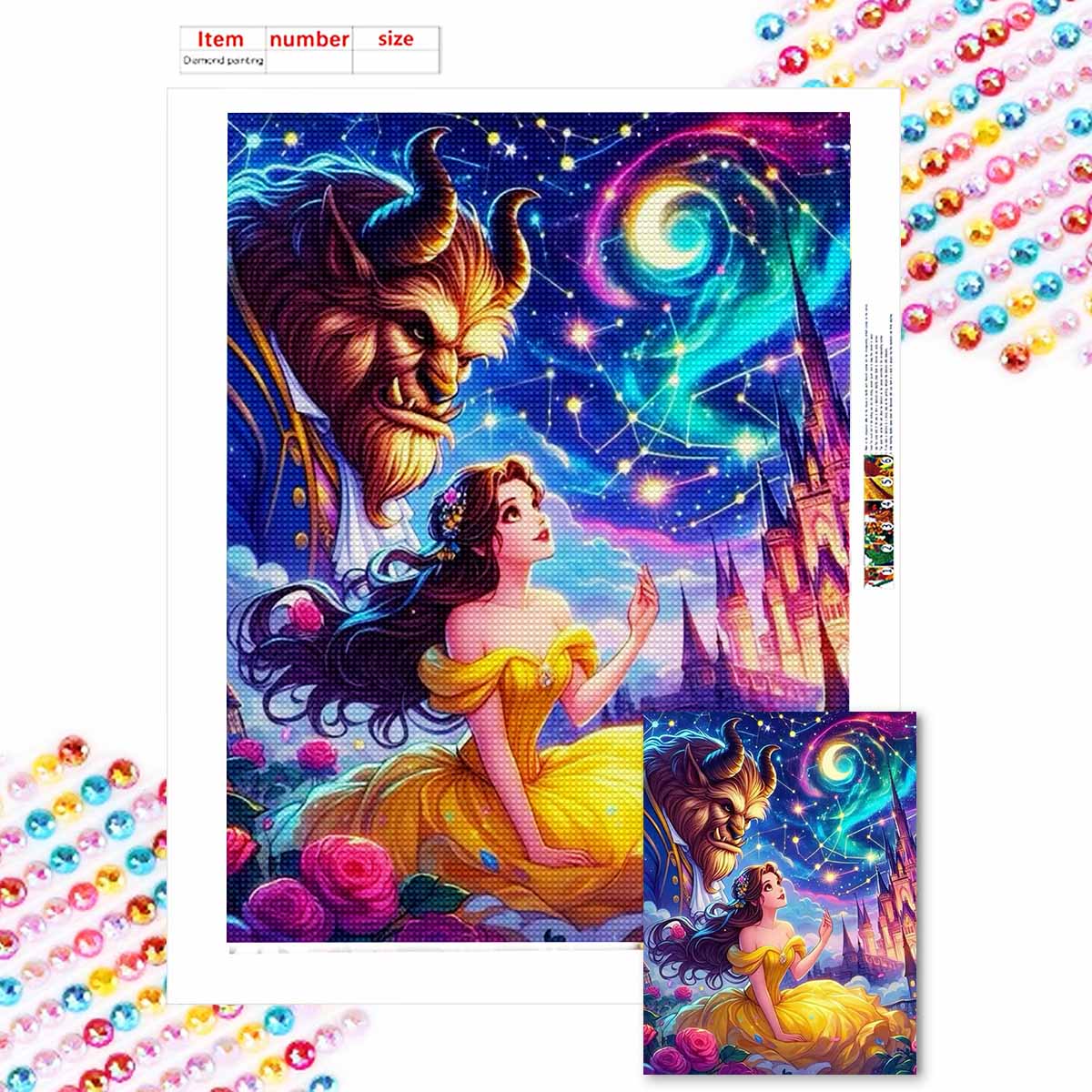 

Алмазная живопись своими руками Принцесса и Чудовище Набор для вышивания крестиком Мозаичное искусство Алмазная живопись Полная выкладка Алмаз Домашнее украшение Round 20x30cm