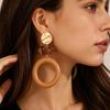 Resin Round Hollow Circle Coffee Color Luxury Earrings for Women