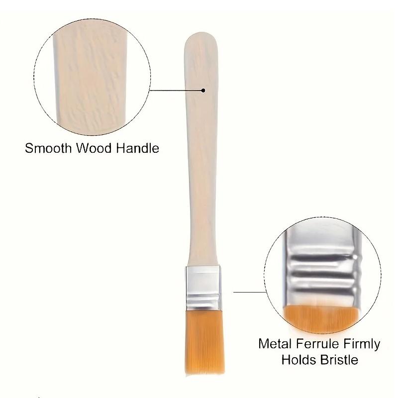 50Pcs-Nylon Brushes, Short Wooden Handle Art Paint Brushes, Watercolor Brushes, Wall Brushes, Art Brushes, Cleaning Tools