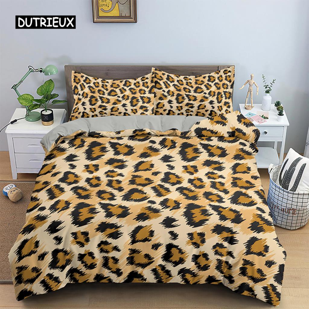 Bedspread Cover Leopard Print Pattern Bed Ensemble Microfiber Print Pattern Bedspread Cover Wild Animals for Kids Teens Men Women Bedroom Decorations