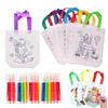 5 Sets DIY Graffiti Bag & Coloring Markers Handmade Painting Non-Woven Bag for Children Arts Crafts Color Filling Drawing Toy
