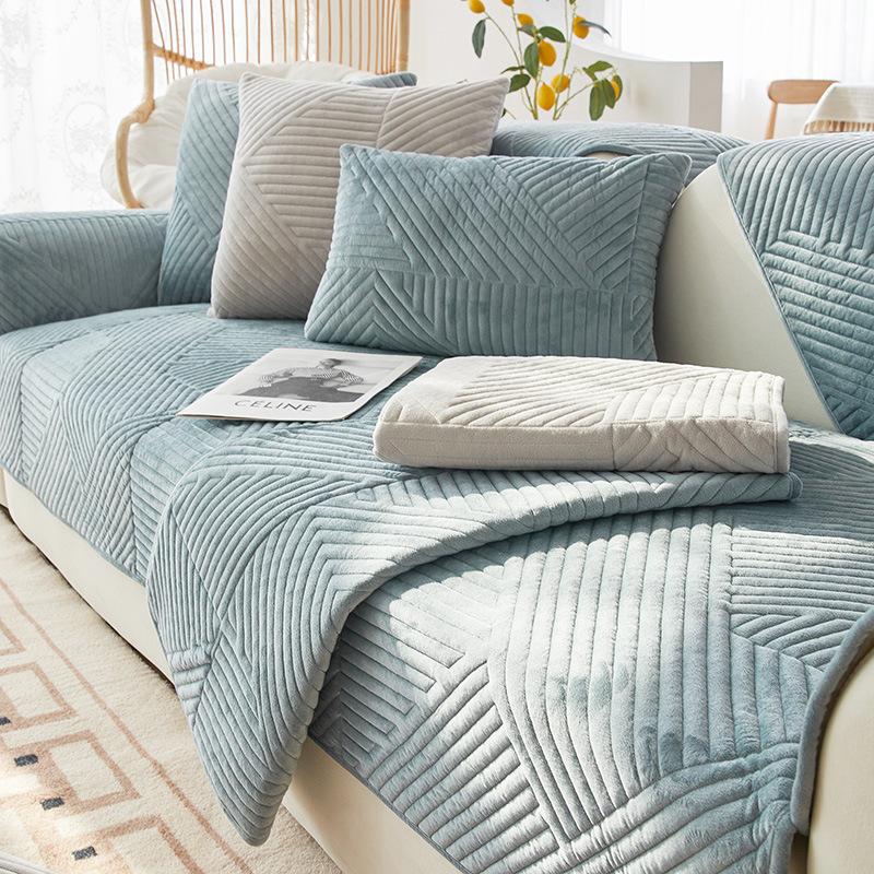 Sofföverdrag Ny Enkel Soffsitsdyna Halkfri Vinterstil Förtjockad Plysch Heltäckande Tyg Handduk