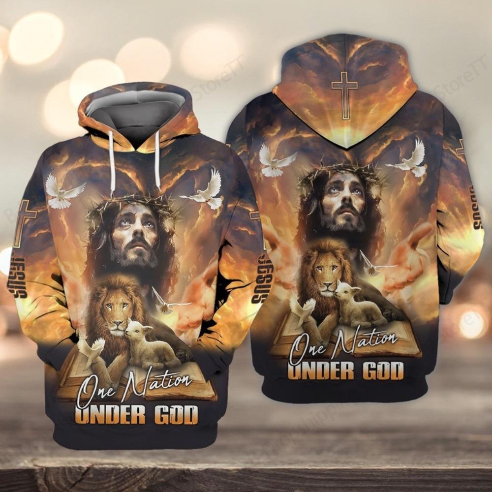 Lion Cross 3D Print Hoodie Men Women Fashion Jesus Faith Hoodie Sweatshirt Spring Autumn Coat Unisex Tracksuit Mens Clothng Teen