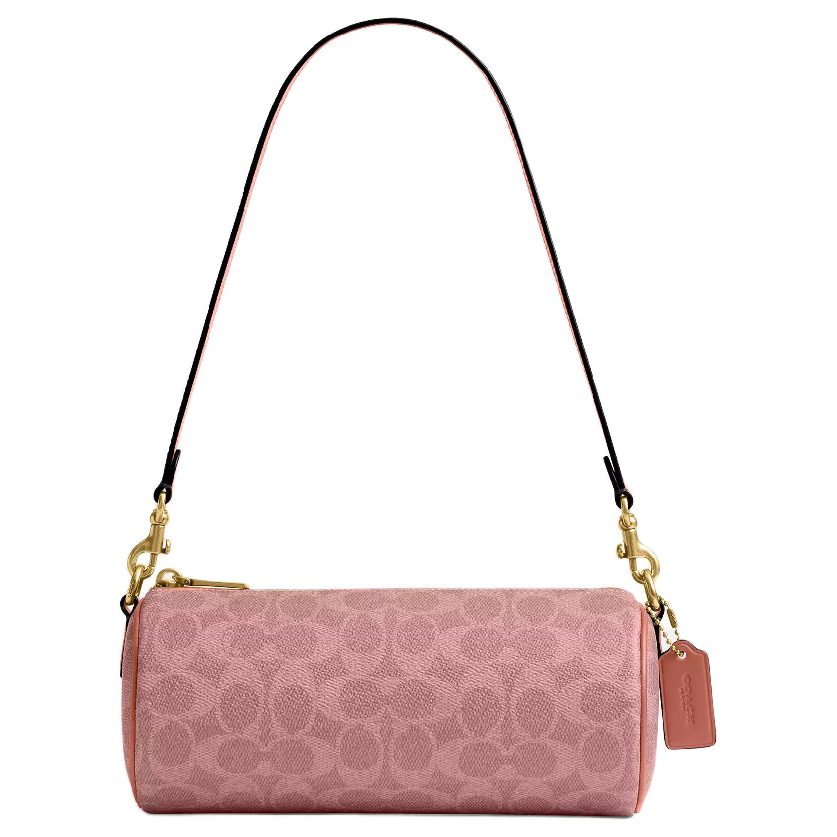 Coach Barrel Allover Print Coated Canvas And Calfskin Shoulder Bag Women Shoulder Bag Pink CDY79-B4YU2 Basic Set (Bag+Dust Bag)