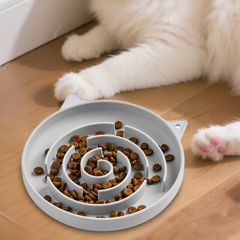 Langsamer Futternapf für Kätzchen, geeignet für Trocken- und Nassfutter, auslaufsicher, labyrinthförmig, rutschfest, für Balkon und Schlafzimmer
