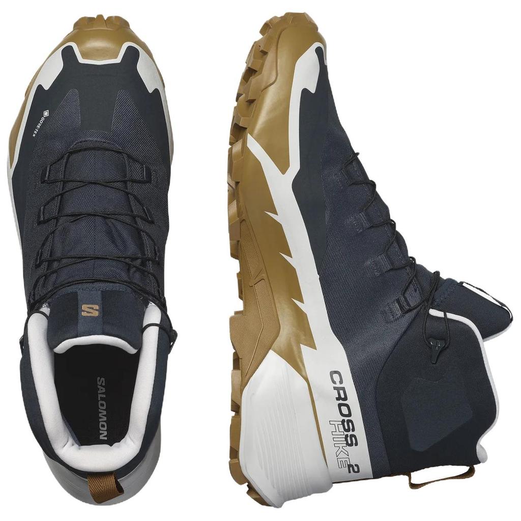 SALOMON Cross Hike 2 Mid GORE-TEX ნახშიროვანი ბრინჯაოსფერი ყავისფერი მამაკაცის სნიკერები ნაცრისფერი მყინვარულ-ნაცრისფერი L47451400
