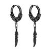 Feather Pendant Earrings Ear Hoops for Men and Women Stainless Steel