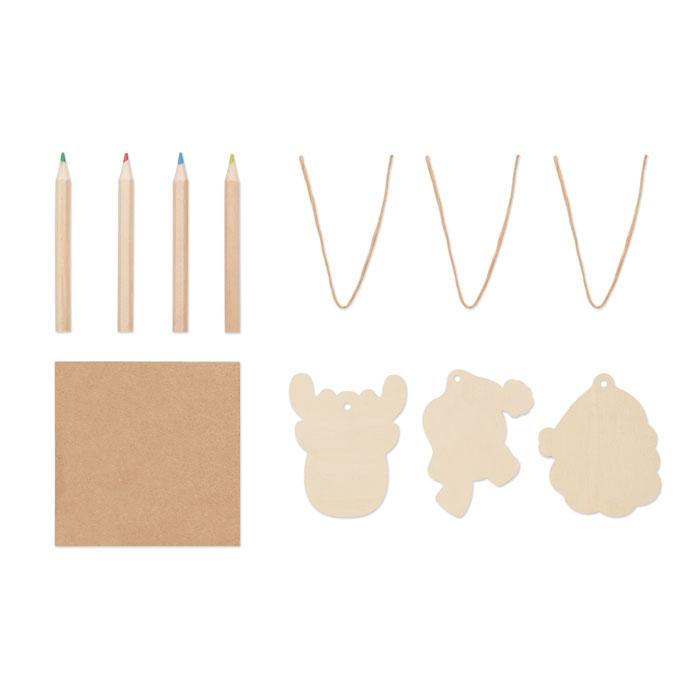 MidOcean Wooden Christmas Ornament Set (Pack of 3)