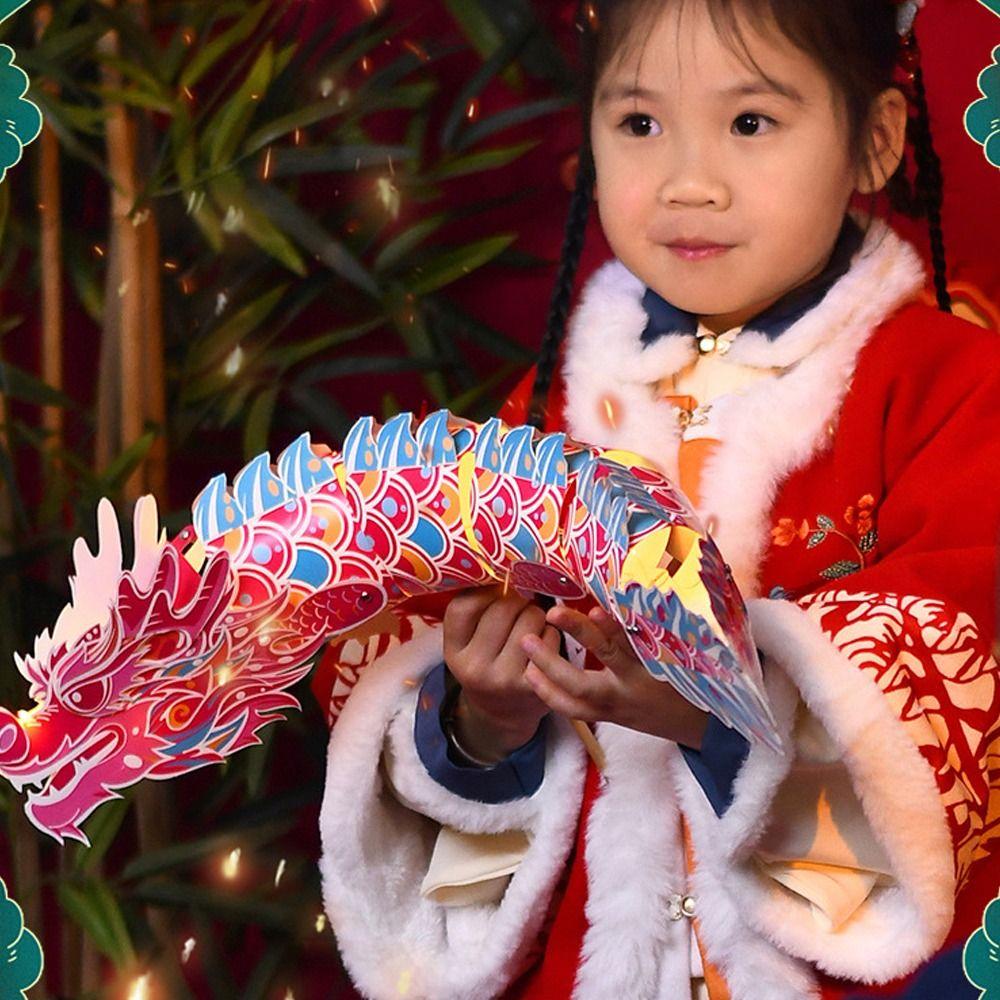 Traditional Handheld Dragon Lantern Handmade LED Lantern Toys Dragon Dance Lantern Spring Festival